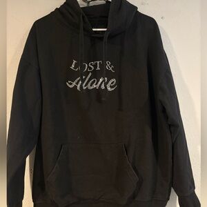 Black Hoodie with Rhinestone Design